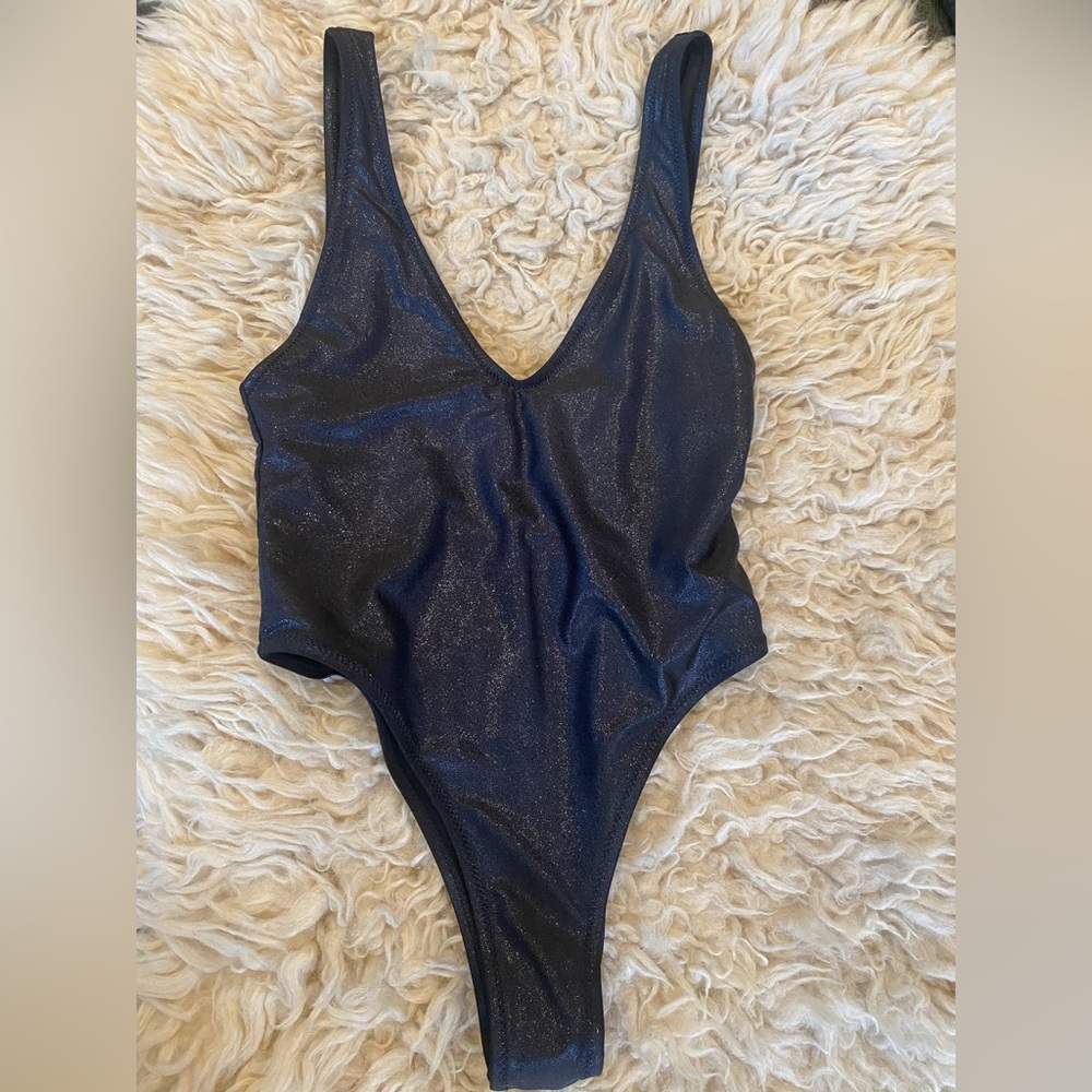 Shimmering Black One-Piece Swimsuit